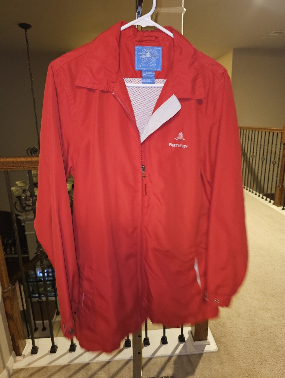 Partylite And Charles River Apparel Collab Red Utility Jacket with Zip Front
